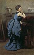 Jean-Baptiste Corot Blue skirt woman Germany oil painting artist